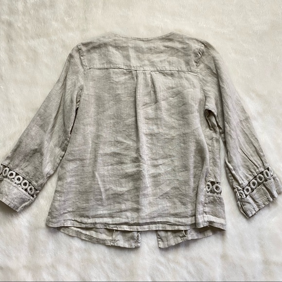 Carla Conti Italian Linen Swing Jacket Cardigan Crochet Accent - Picture 5 of 8